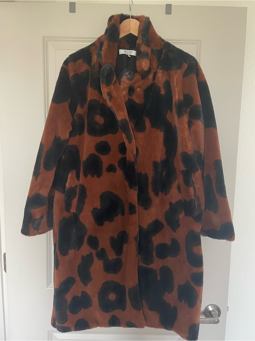 Stoosh Cowhide Leopard Print Faux Fur Mid-Length Coat Jacket - Medium - Picture 4 of 9